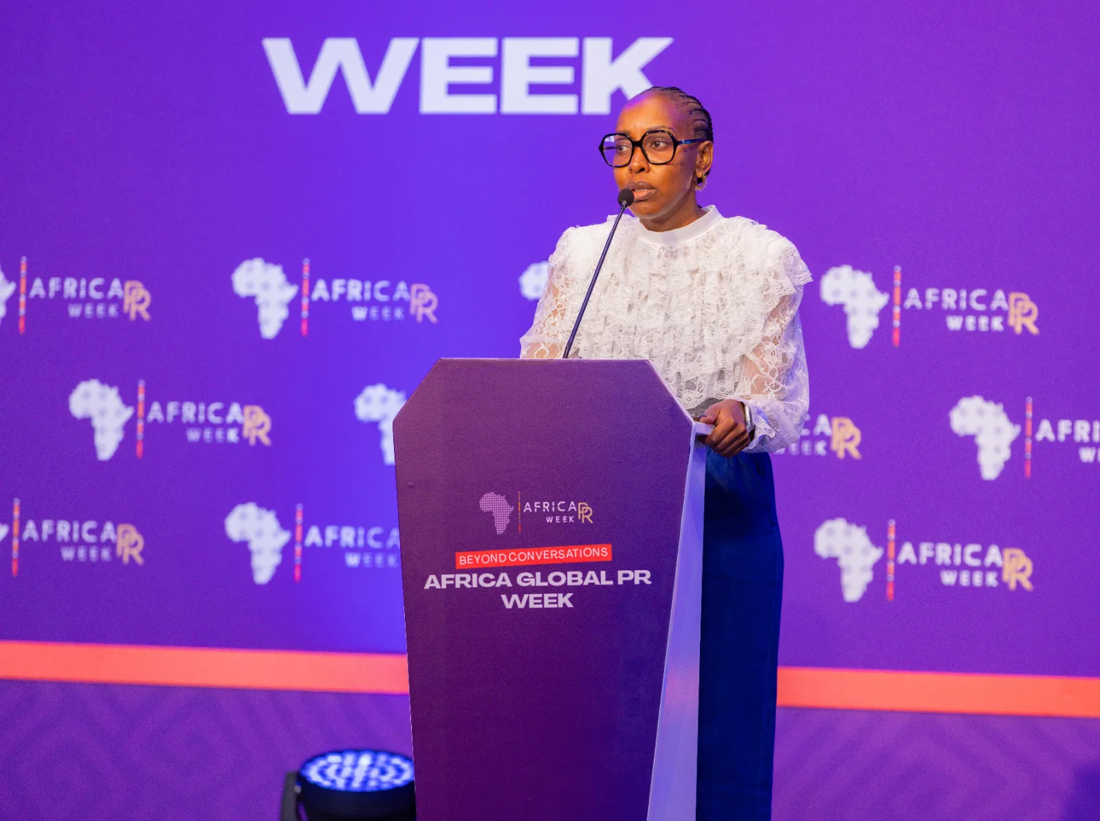 A speaker sharing his perspective at Africa PR Week 2025